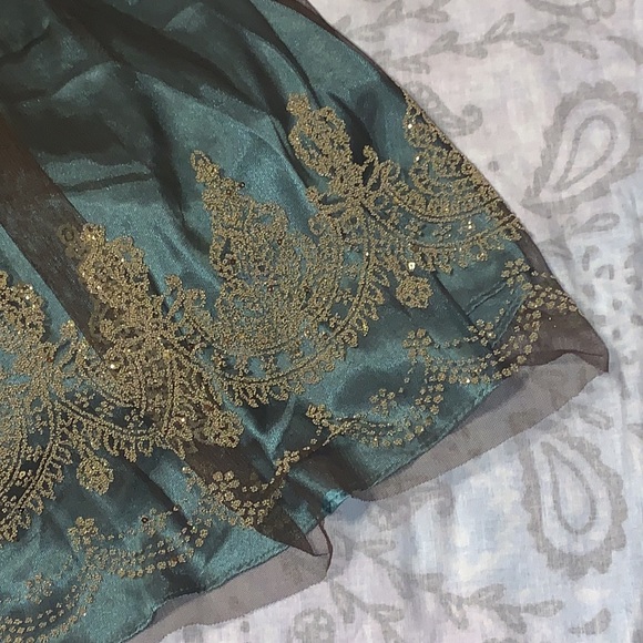 Blondie Nites Green and Brown Dress Henna Design Tulle Prom Formal Dress Size 3 - Picture 3 of 8